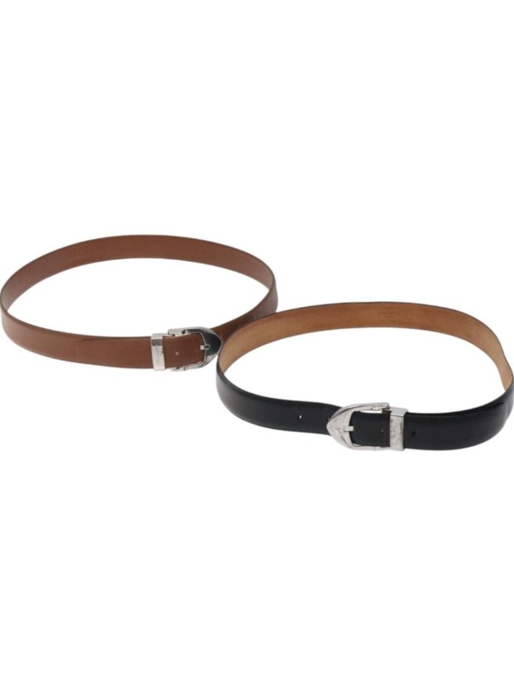 LOUIS VUITTON Belt Leather 2 Set Black Brown